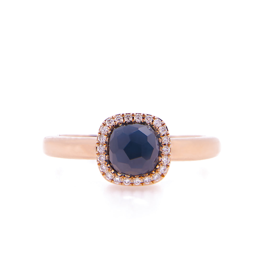 Roségouden ring met Apatiet en diamant