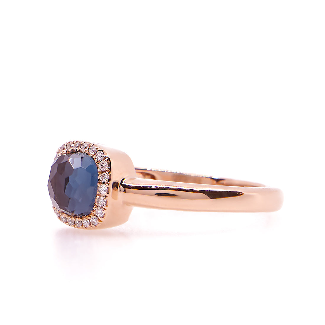 Roségouden ring met Apatiet en diamant