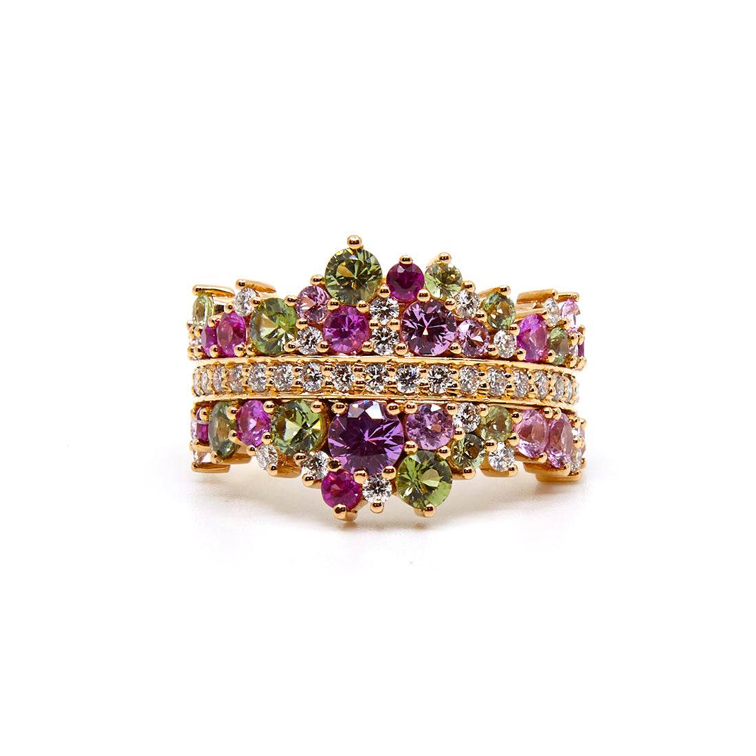 Rose gold ring with sapphire and diamond