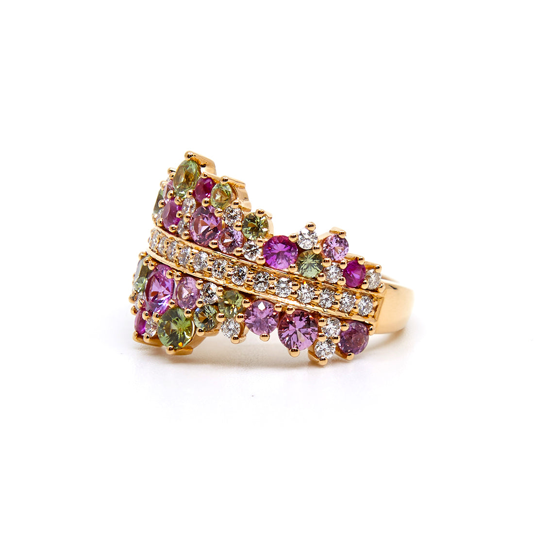 Rose gold ring with sapphire and diamond