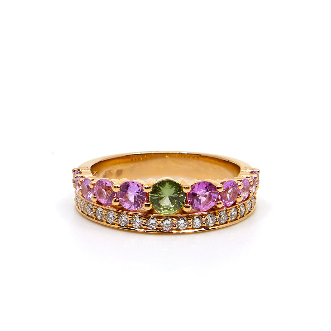 Roségoldring mit Saphir und Diamant