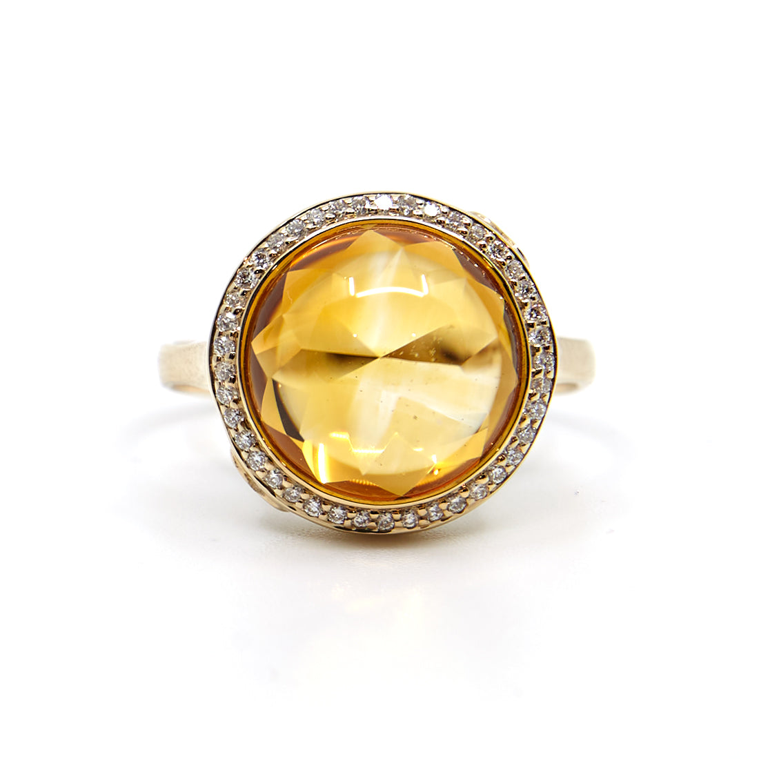 Geelgouden ring met citrien en diamant