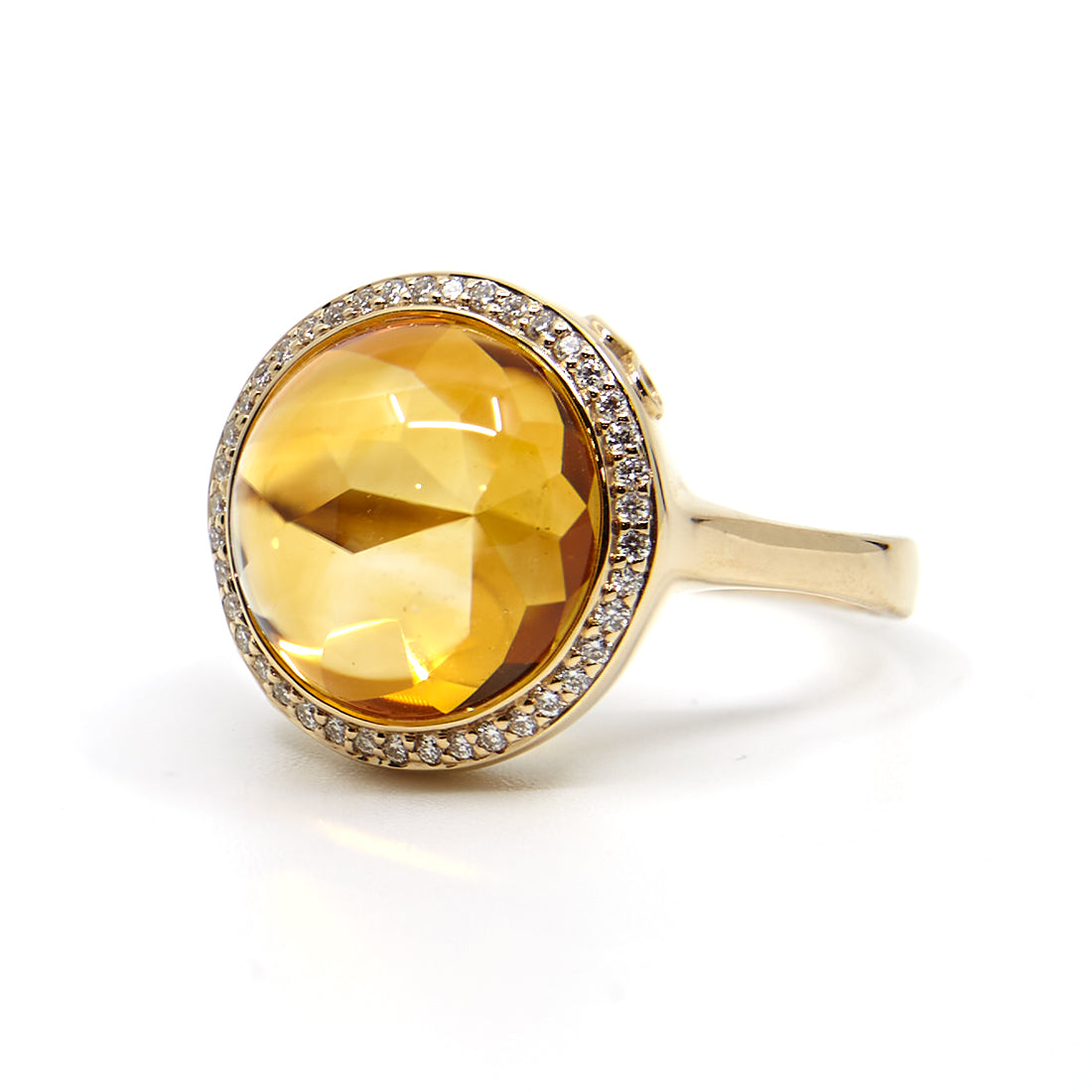 Geelgouden ring met citrien en diamant