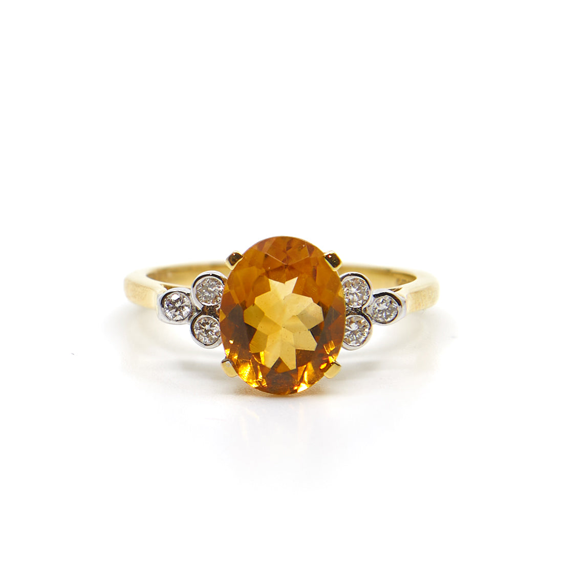 Gelbgoldring mit Citrin und Diamant