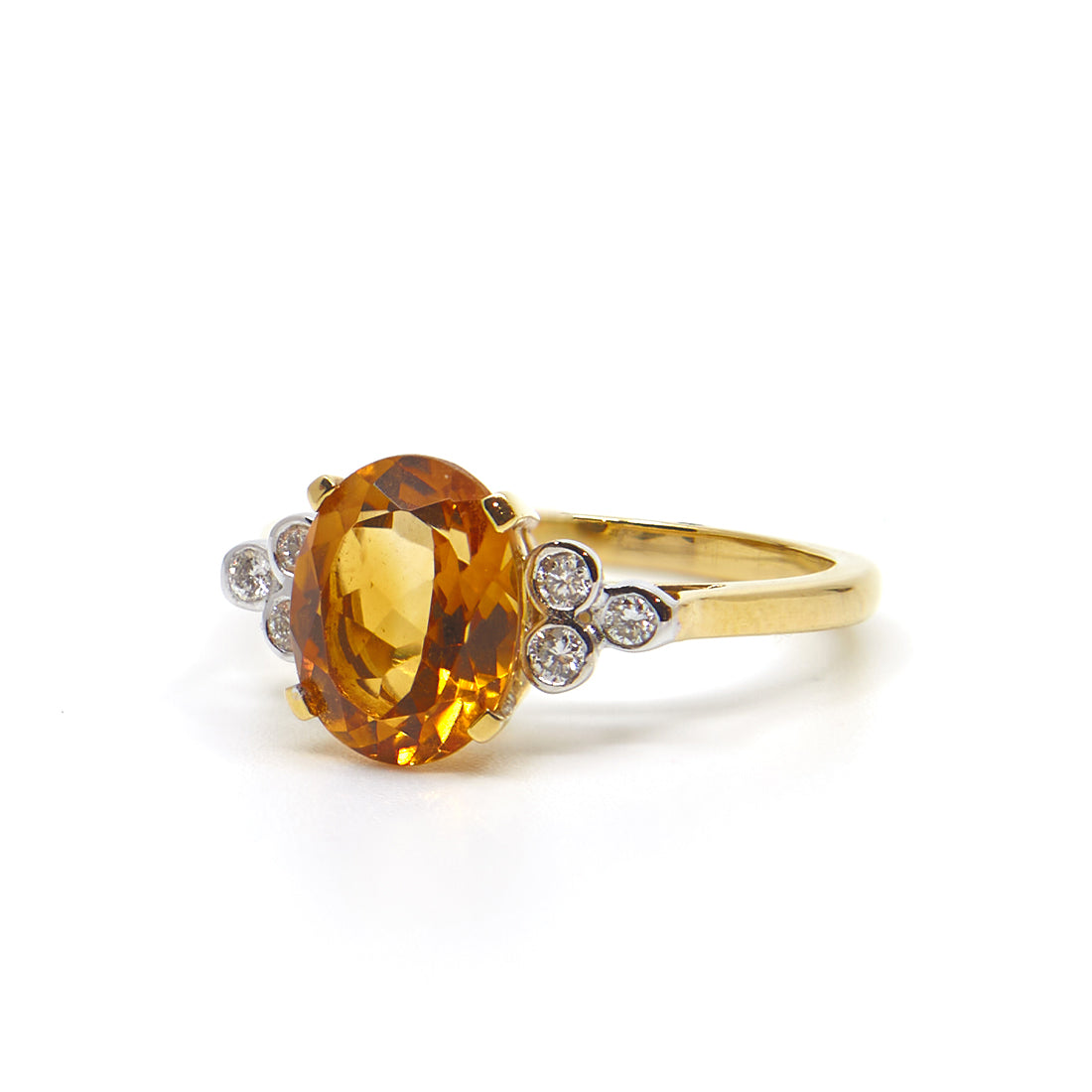 Gelbgoldring mit Citrin und Diamant