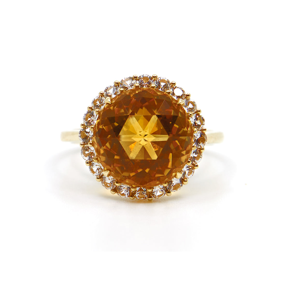 Gelbgoldring mit Saphir und Citrin