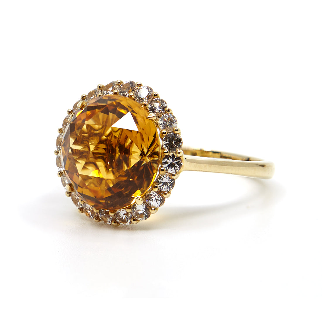 Gelbgoldring mit Saphir und Citrin