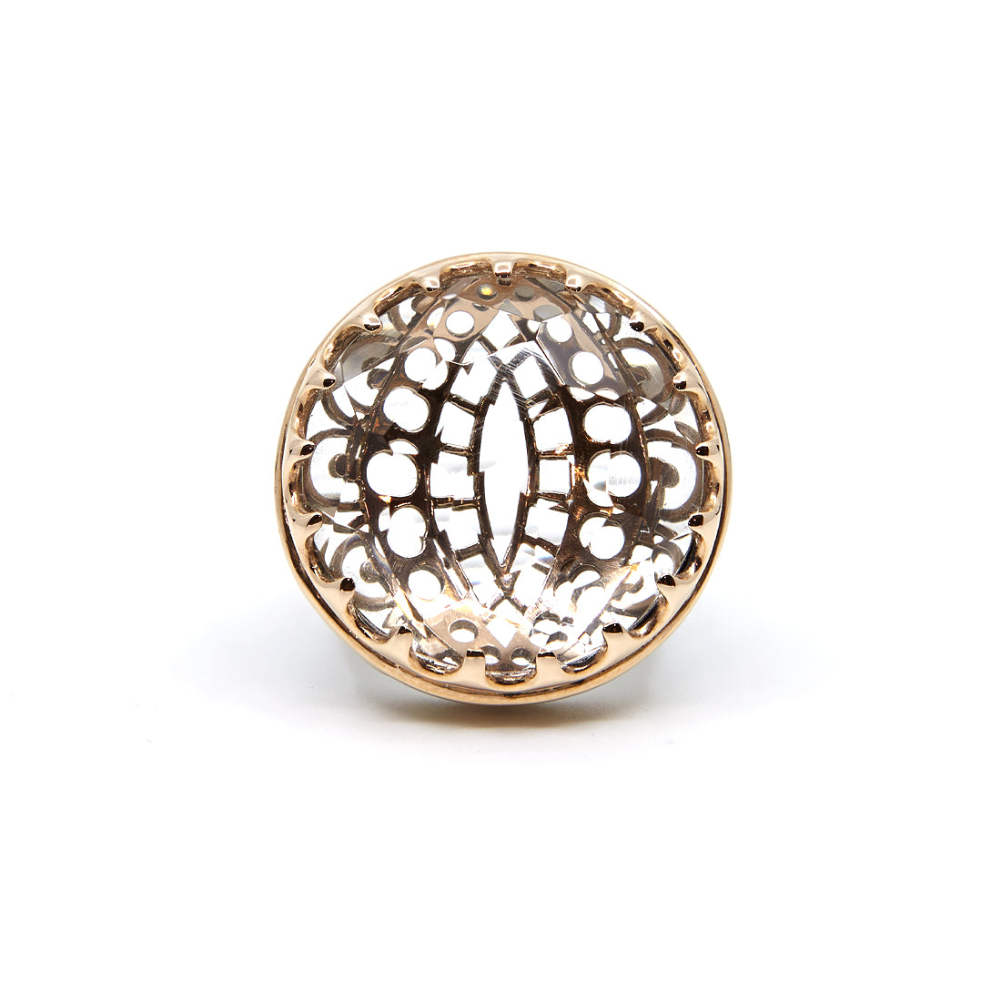 Roségoldener Ring mit Silber und Bergkristall