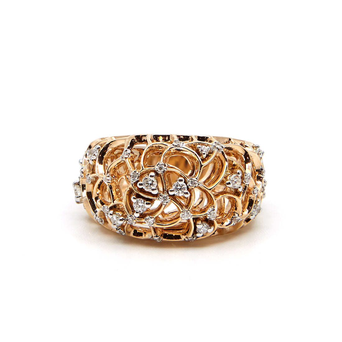 Roségouden bollen ring met diamant ''Amalfi''