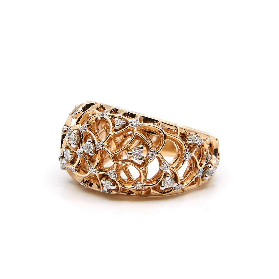 Roségouden bollen ring met diamant ''Amalfi''