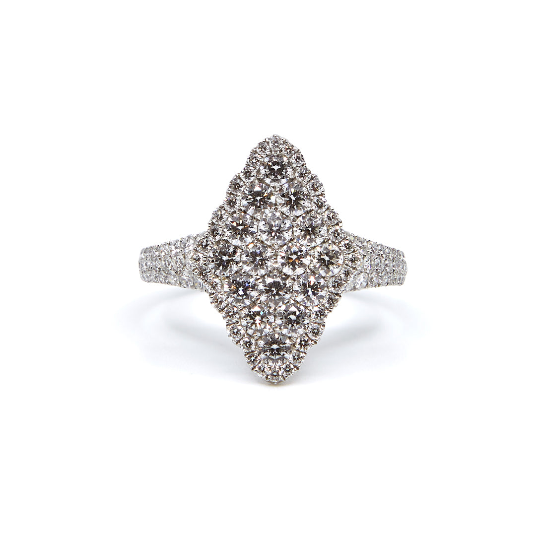 Witgouden markies ring met diamant