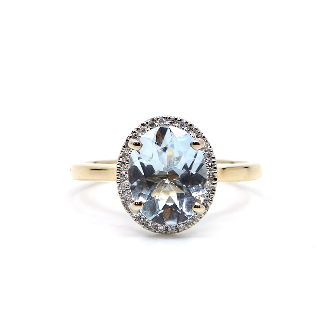 Gelbgoldring mit Topas und Diamant