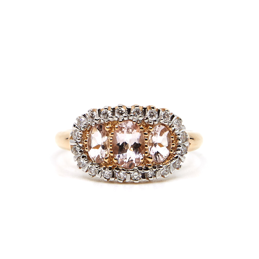 Roségoldring mit Morganit und Diamant
