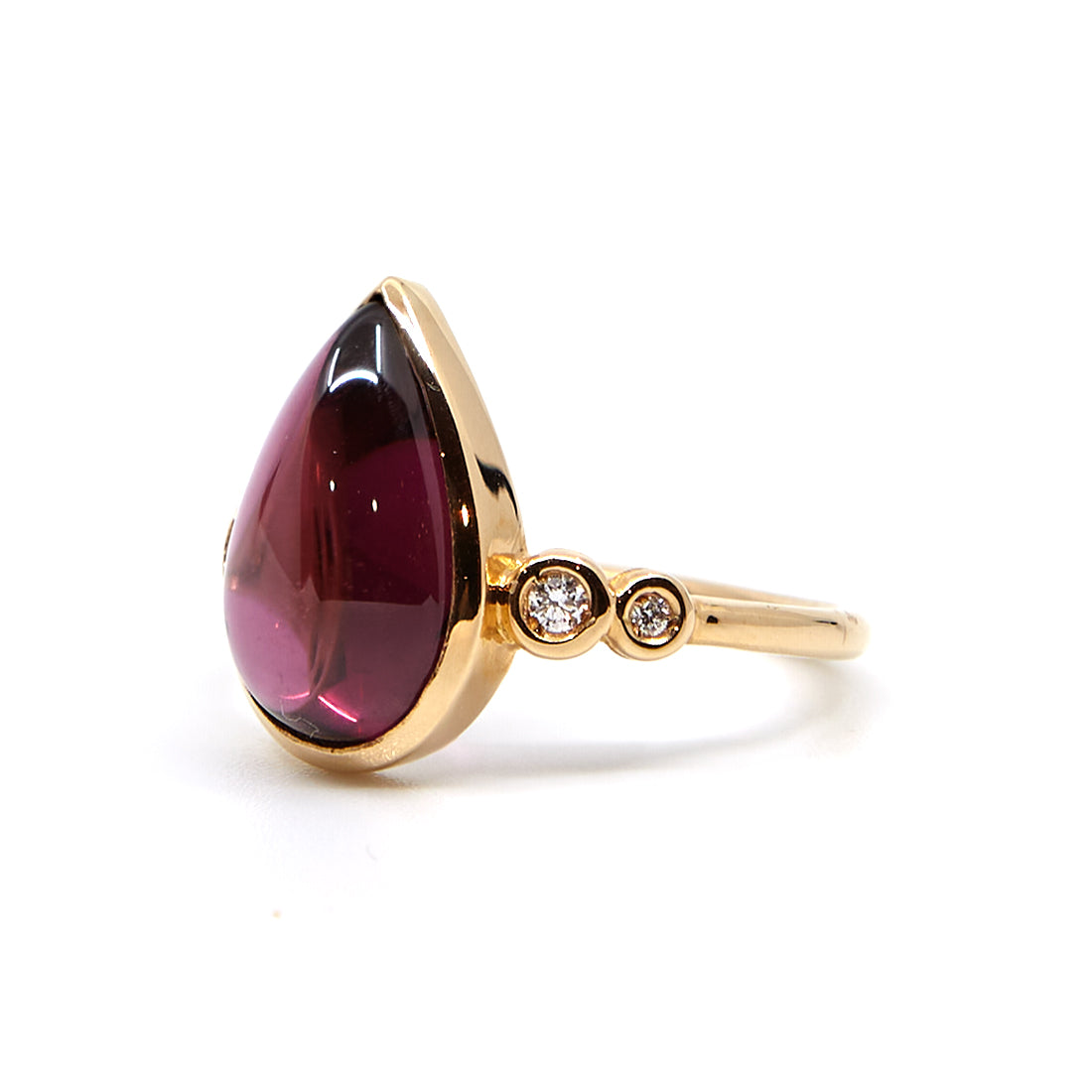 Roségoldring mit Rubelit und Diamant