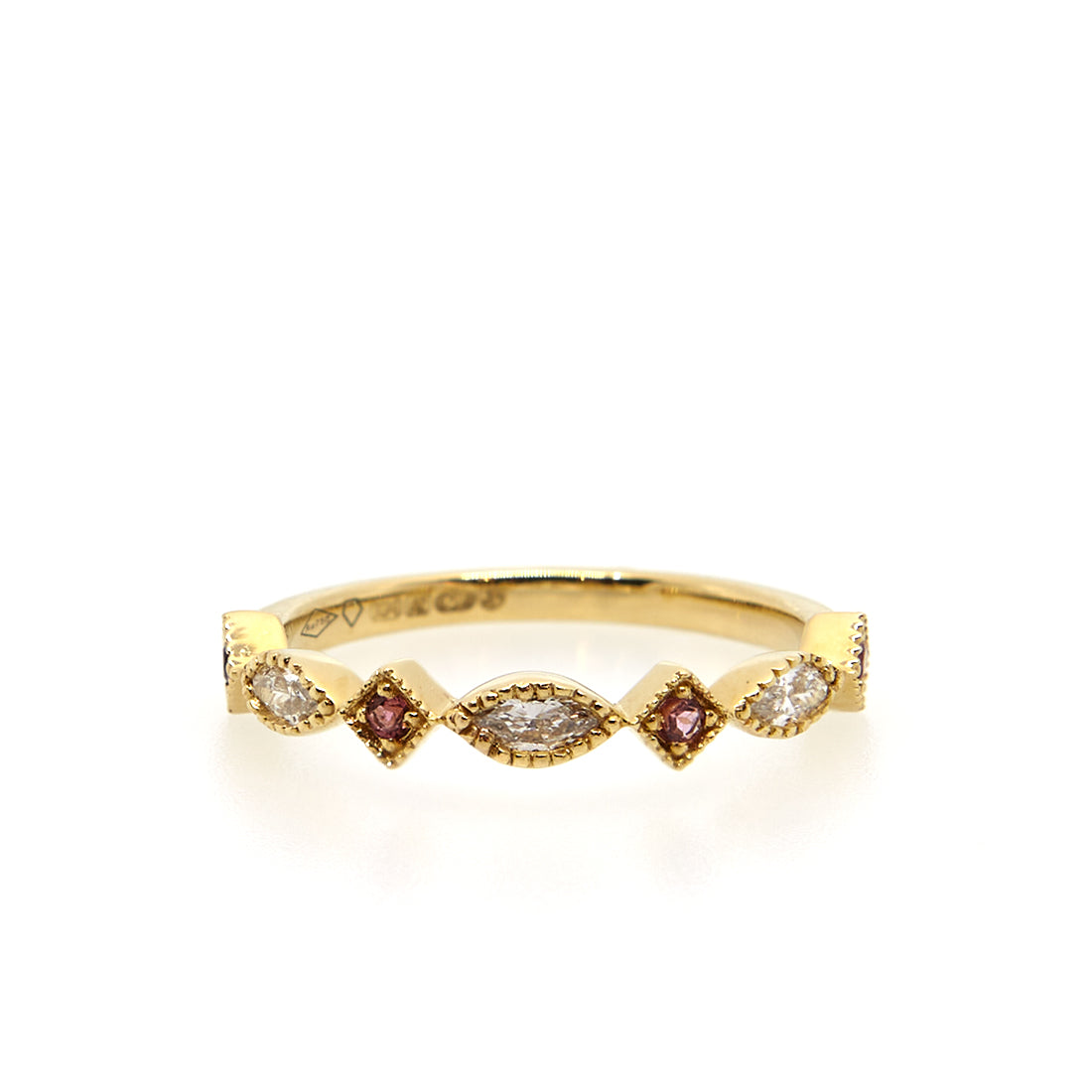 Gelbgoldring mit Diamant und Turmalin