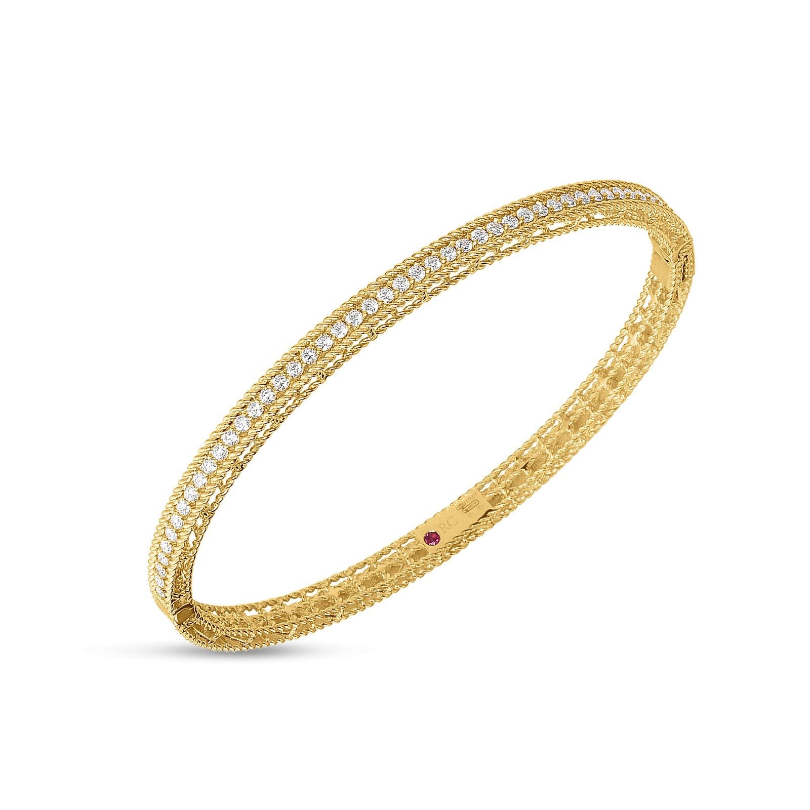 GEELGOUDEN BANGLE ARMBAND MET DIAMANT