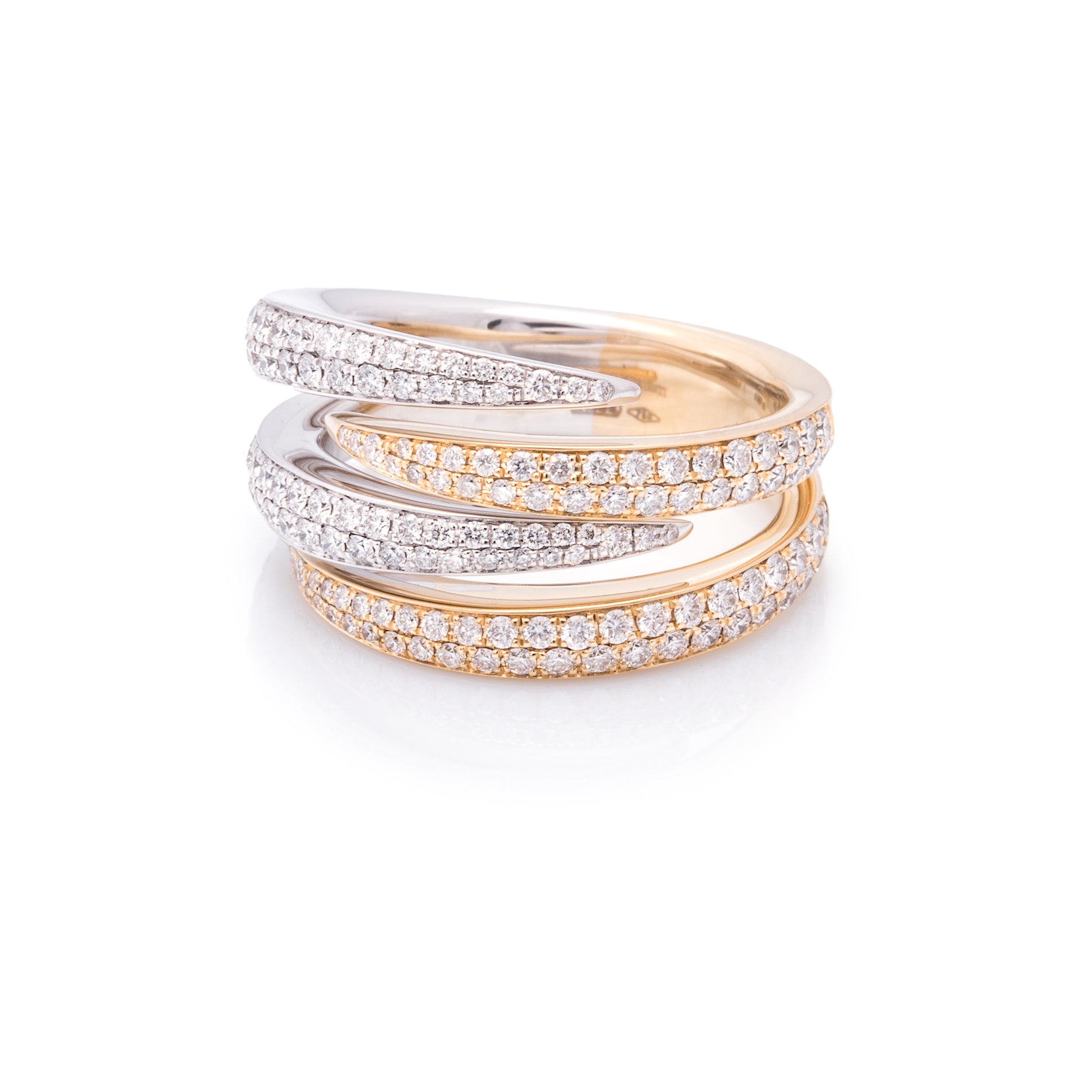 18 Karaat bicolour ring volledig bezet met diamant