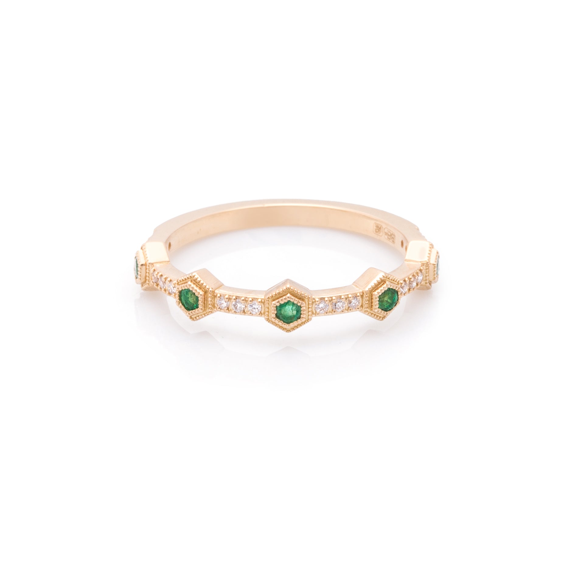 18 Karaat geelgouden ring met smaragd