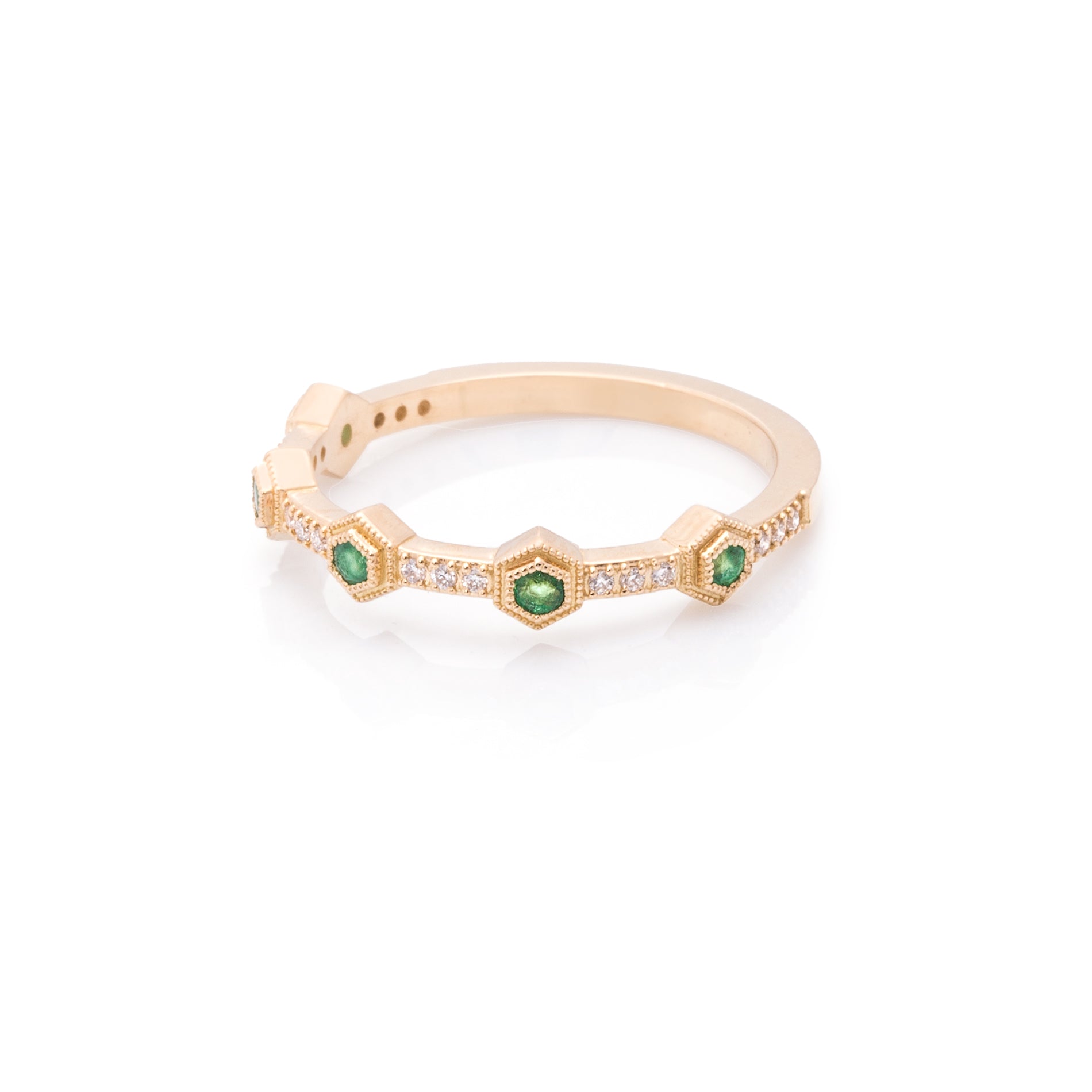 18 Karaat geelgouden ring met smaragd