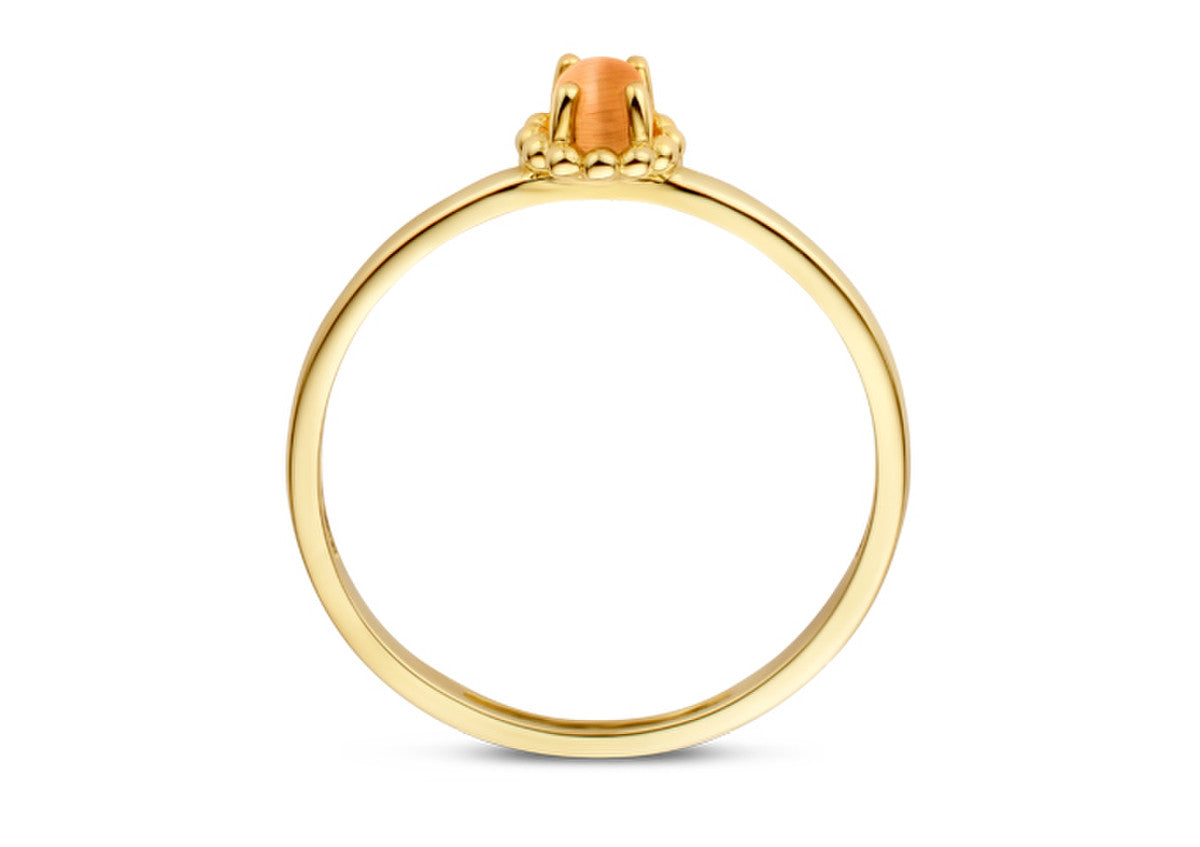 Geelgouden Blush ring met Kattenoog