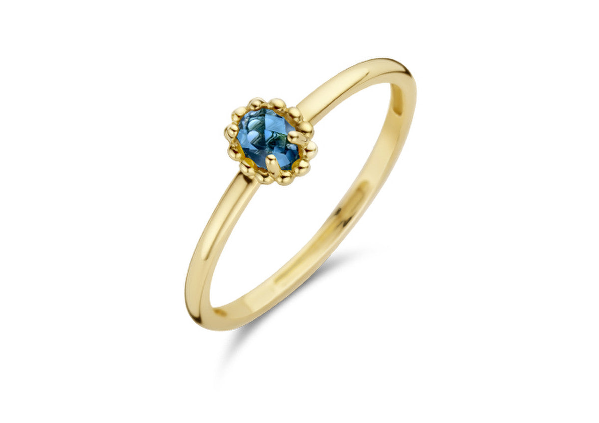 Gelbgoldener Blush-Ring mit London Blue Topas