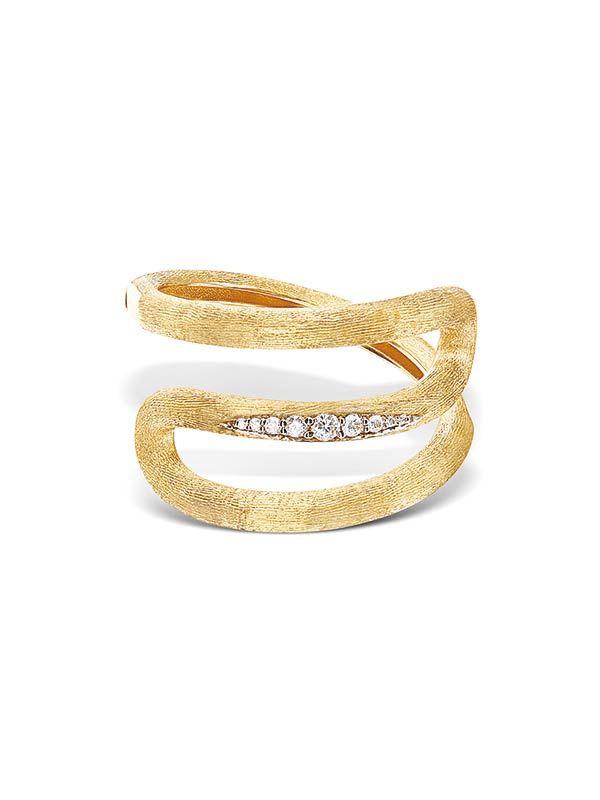 Geelgouden spiraal ring met diamant ''Libera''