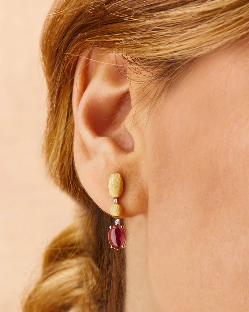 Yellow gold ear jewelry with tourmaline and diamond ''Tourmalines'' 