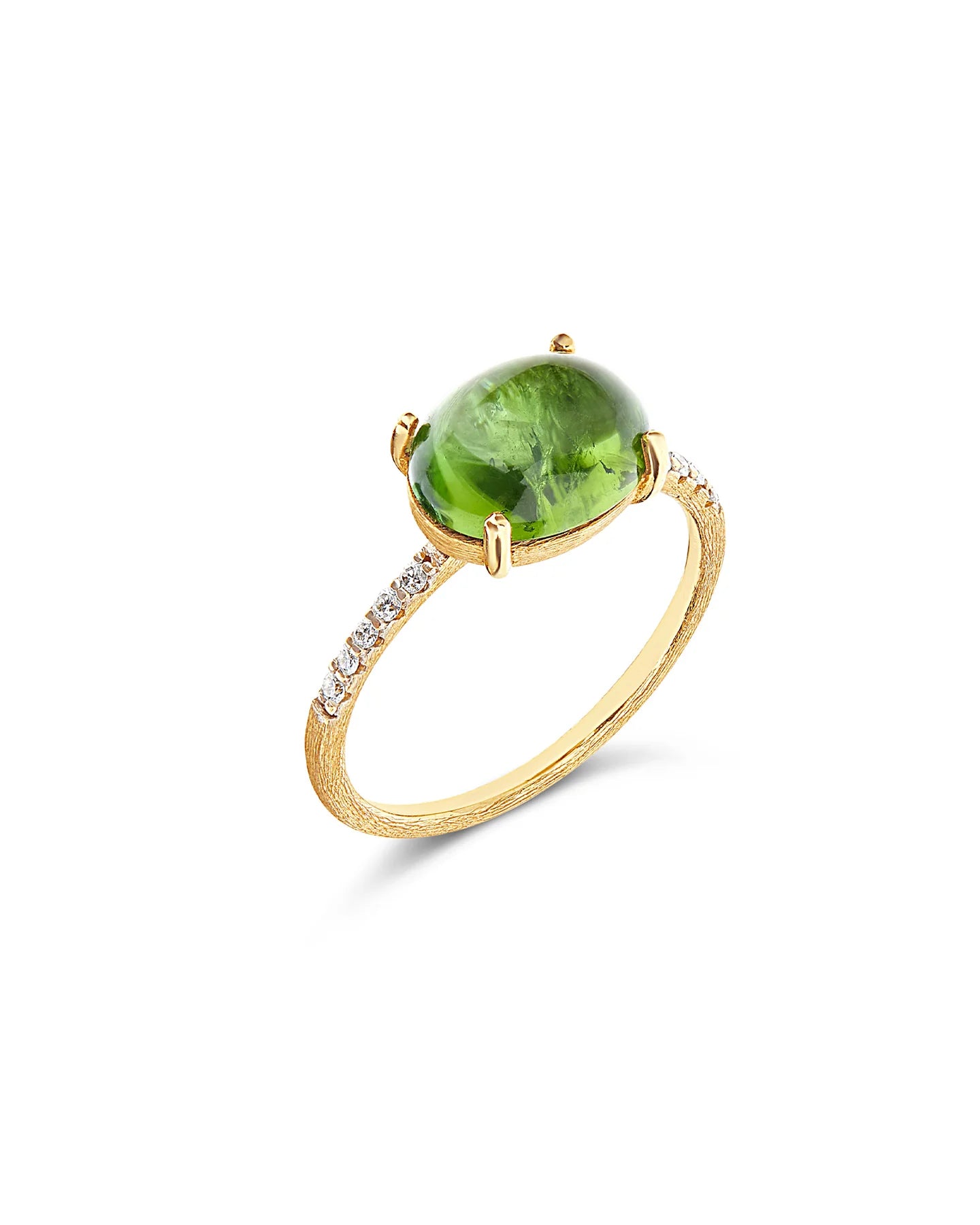 Geelgouden ring met groene toermalijn en diamant ''Tourmalines''