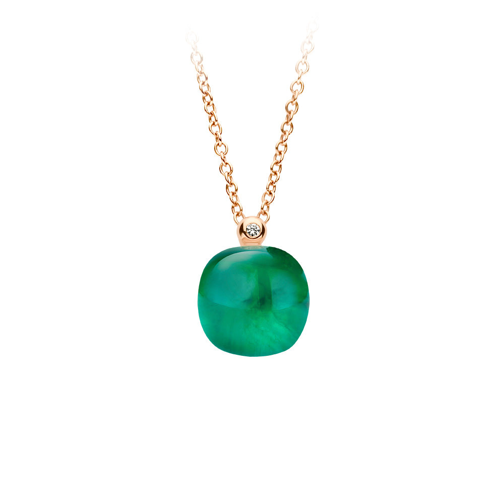Roségouden collier Emerald Green