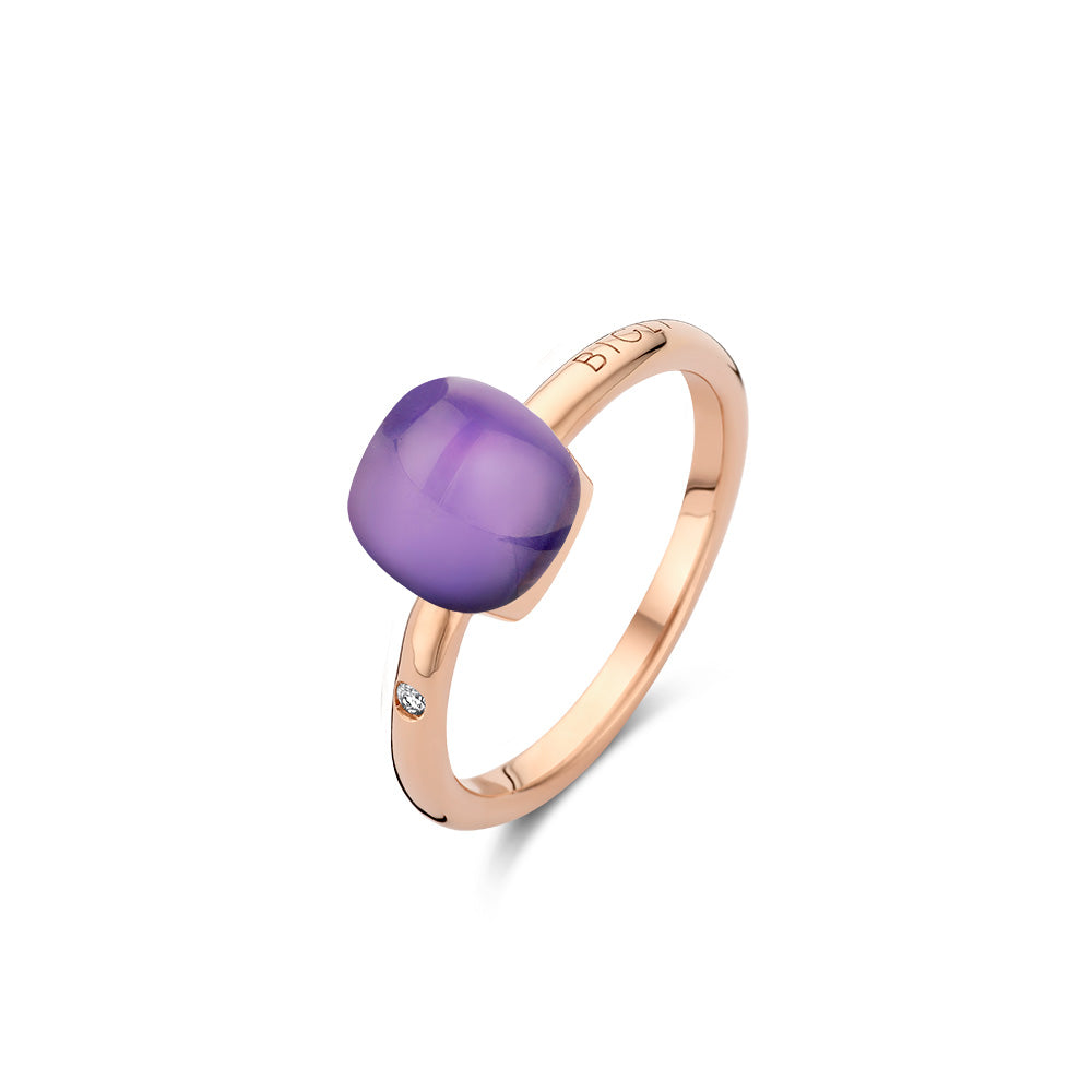 Roségouden ring Deep Amethist Small
