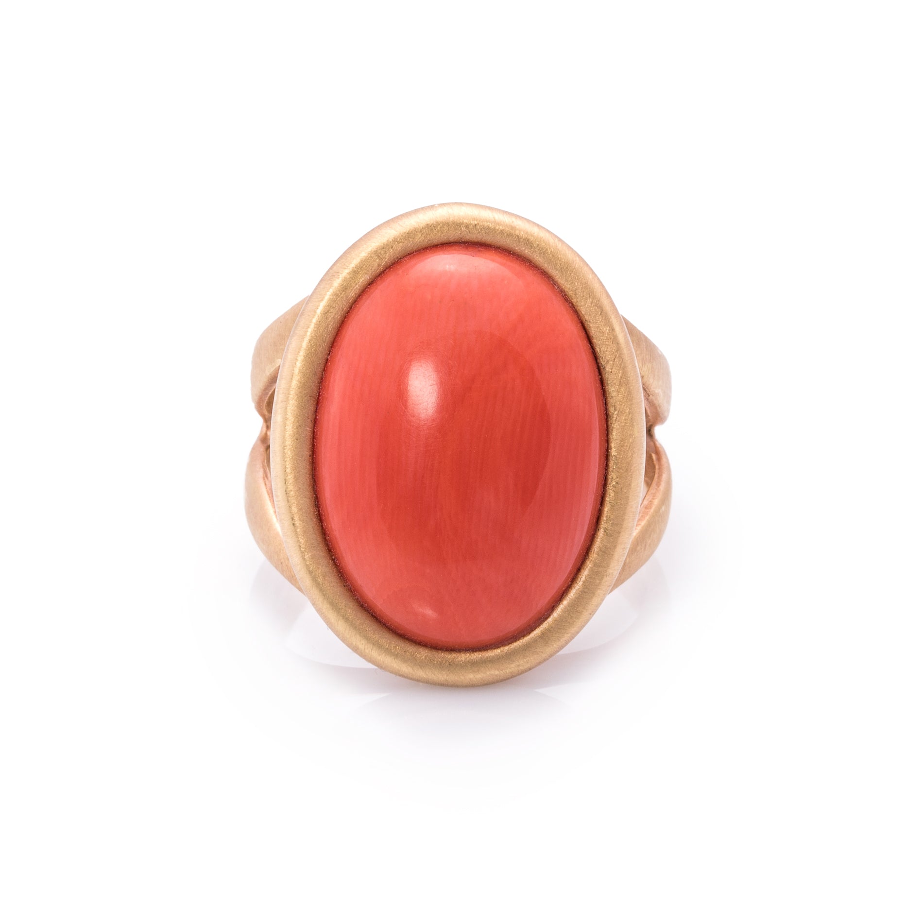 18 Karaat geelgouden ring 'Eva Nueva' met bloedkoraal