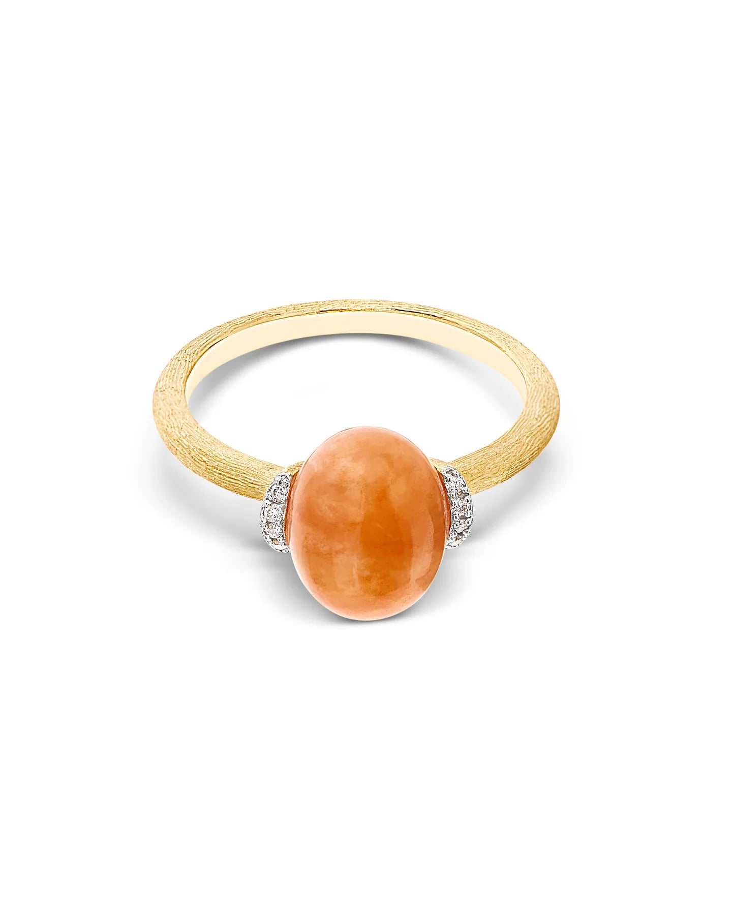 yellow gold ring with aventurine and diamond ''Petra, small''
