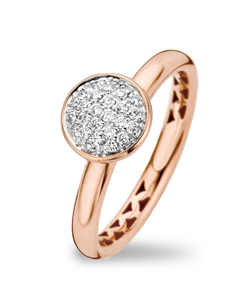 Roségouden ring met diamant pavé gezet.