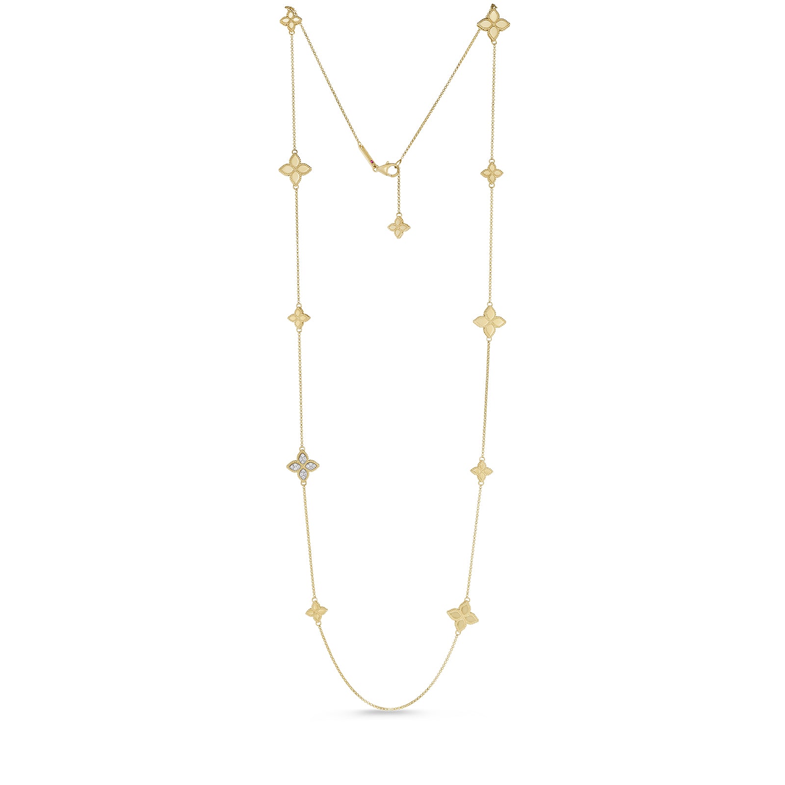 Yellow gold necklace with diamond ''Princess Flower, Small''