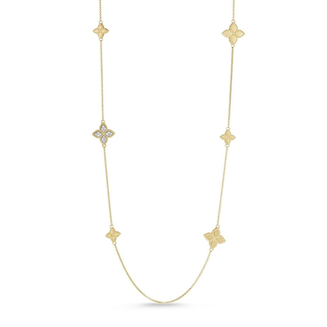Yellow gold necklace with diamond ''Princess Flower, Small''