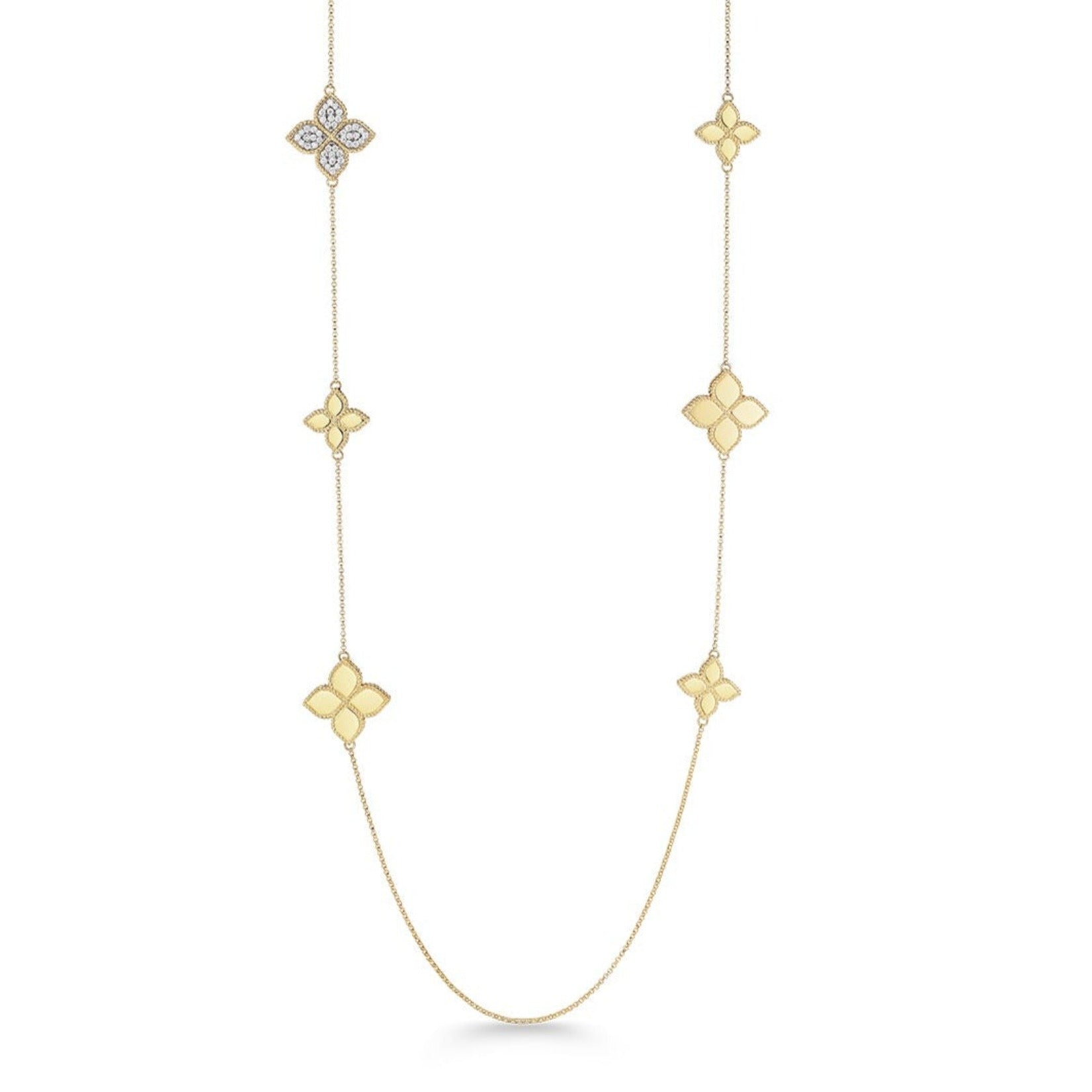 Yellow gold necklace with diamond ''Princess Flower''