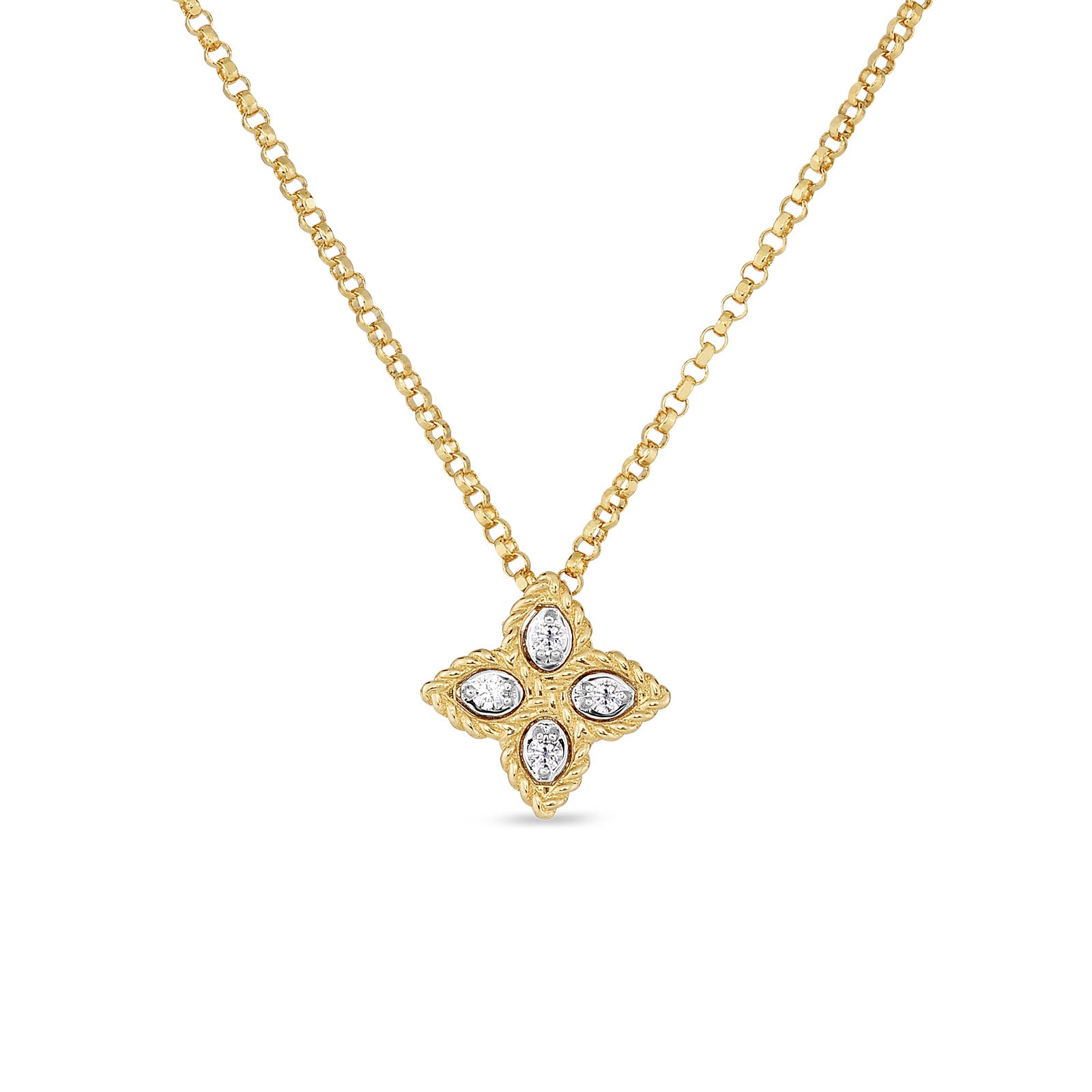 Yellow gold necklace with diamond ''Princess Flower''