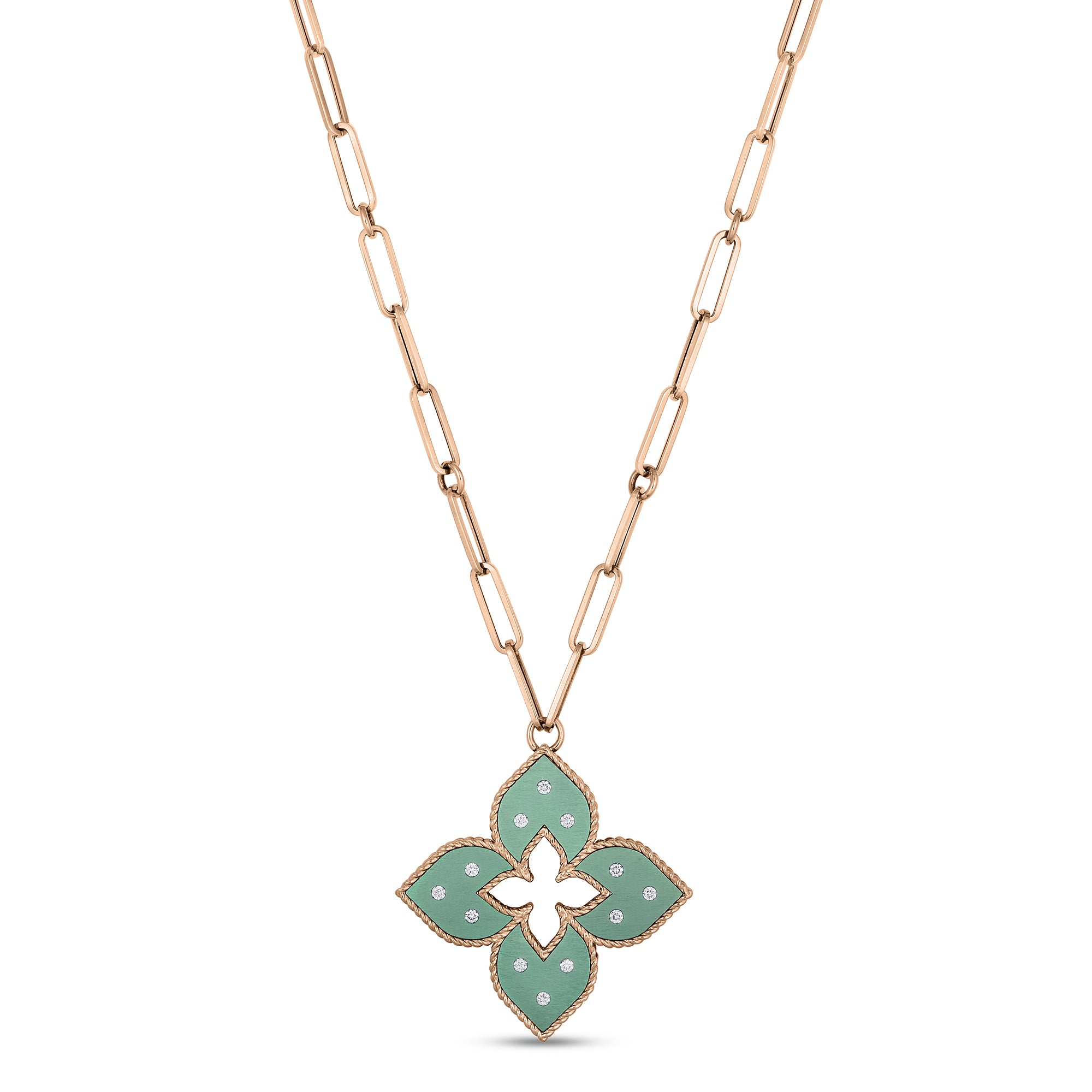 Rose gold necklace with diamond and titanium ''Venetian Princess''