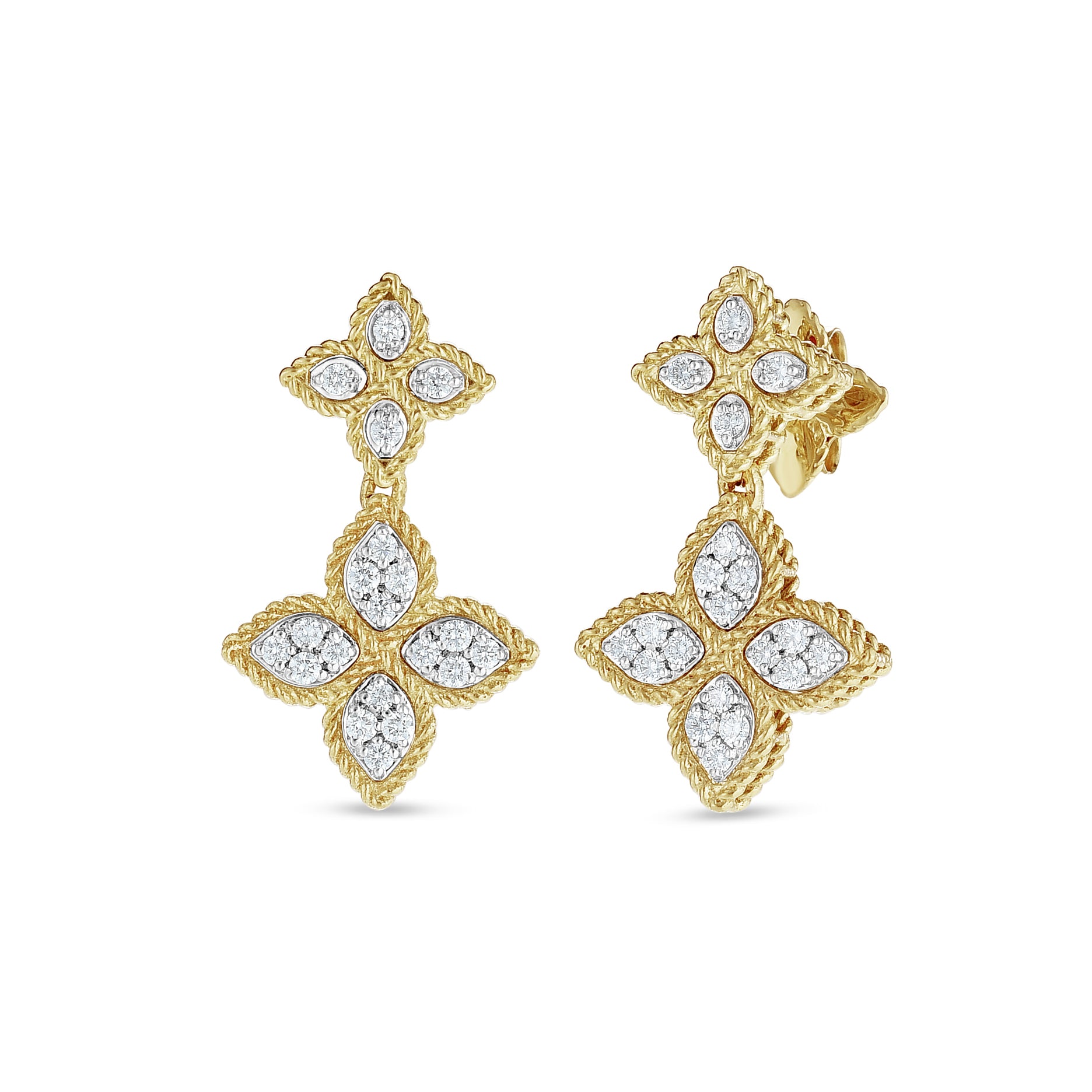 Yellow gold ear jewelry with diamond ''Princess Flower''