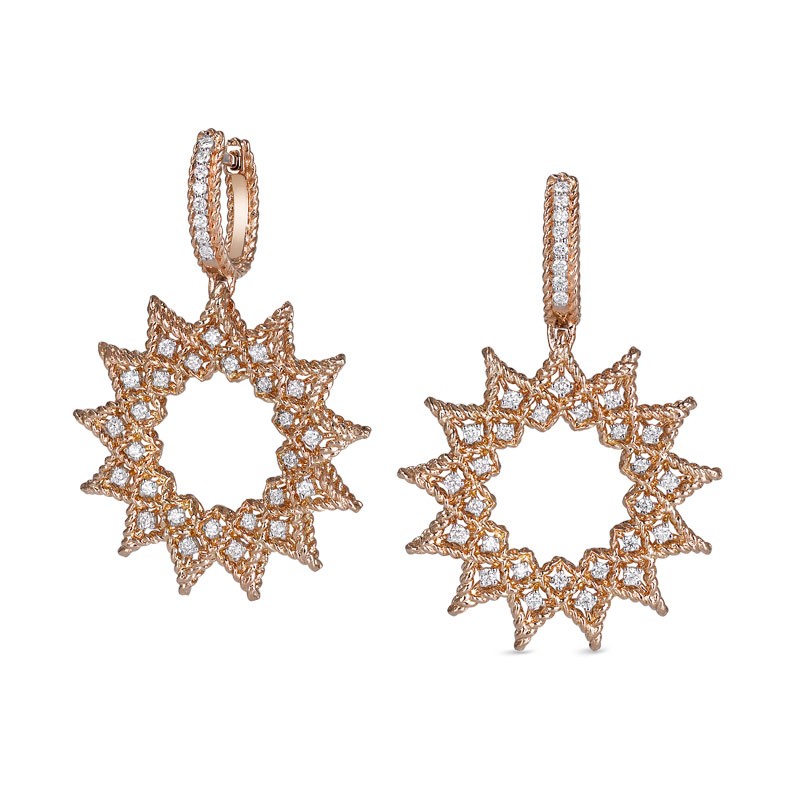 Rose gold earrings with diamond ''Roman Barocco''