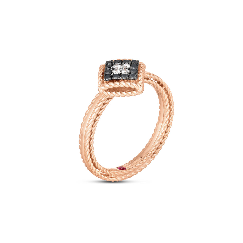 Rose gold ring with black and white diamond ''Palazzo''