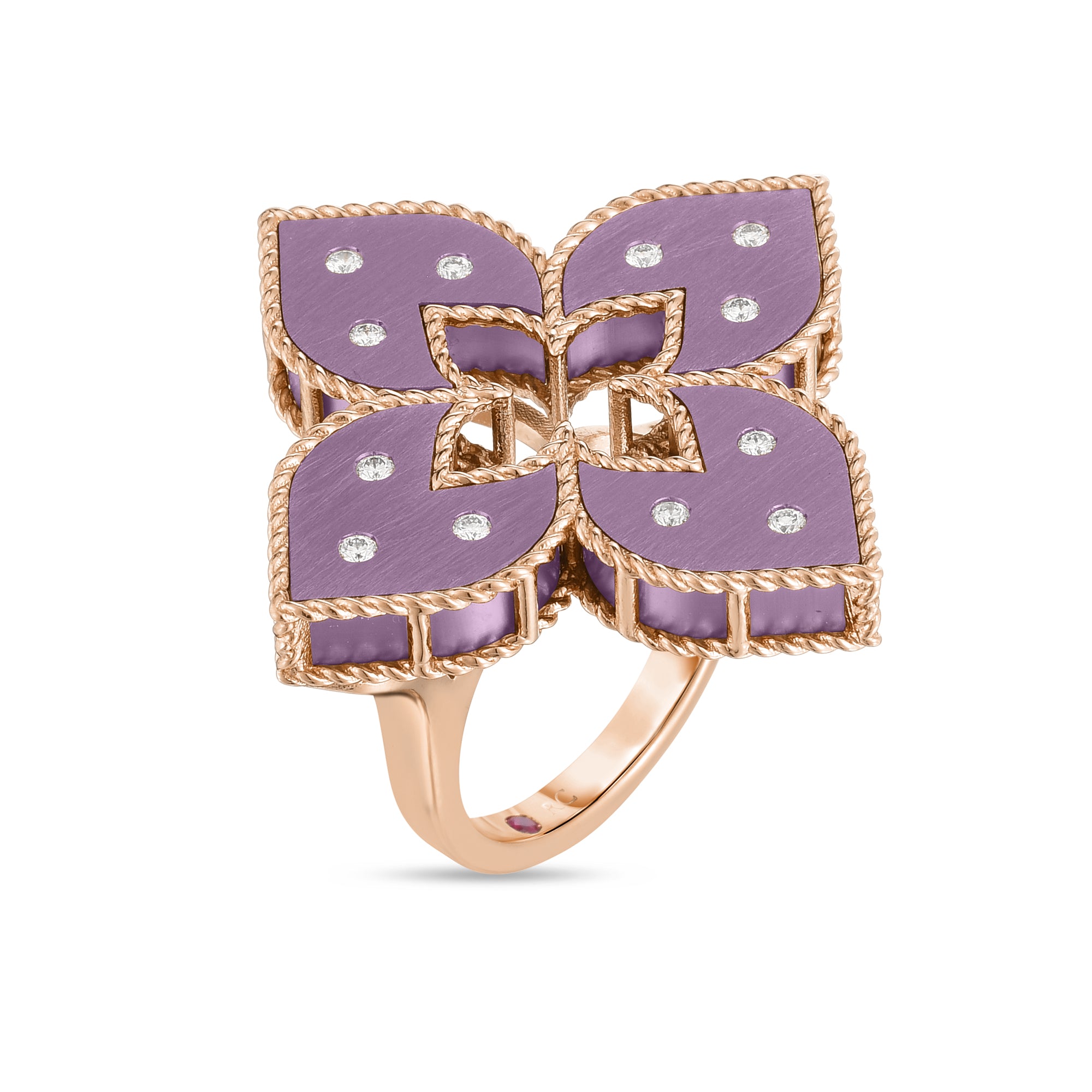 Roségouden ring met diamant en titanium ''Venetian Princess, pink''