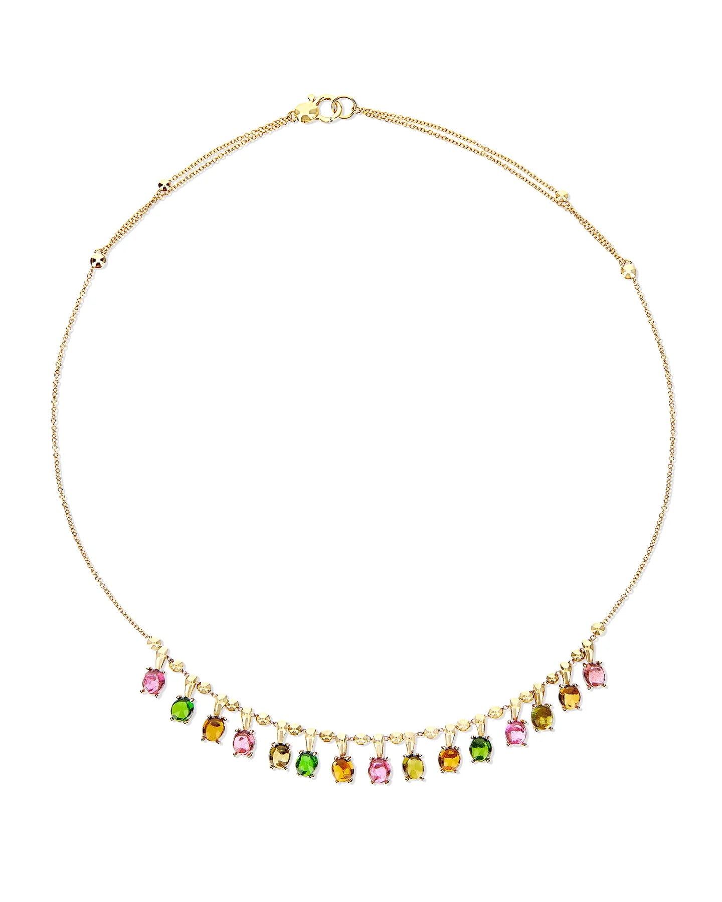 Yellow gold necklace with tourmaline and adjustable clasp ''Tourmalines'' 