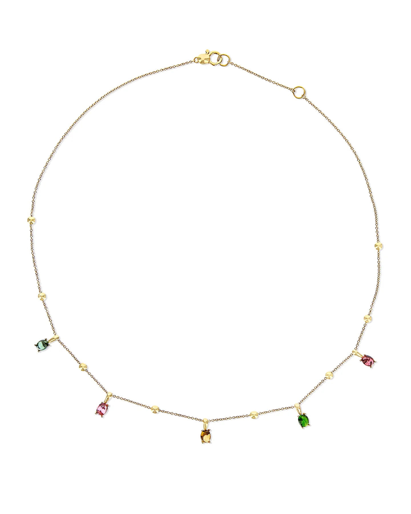 Yellow gold necklace with tourmaline ''Tourmalines''