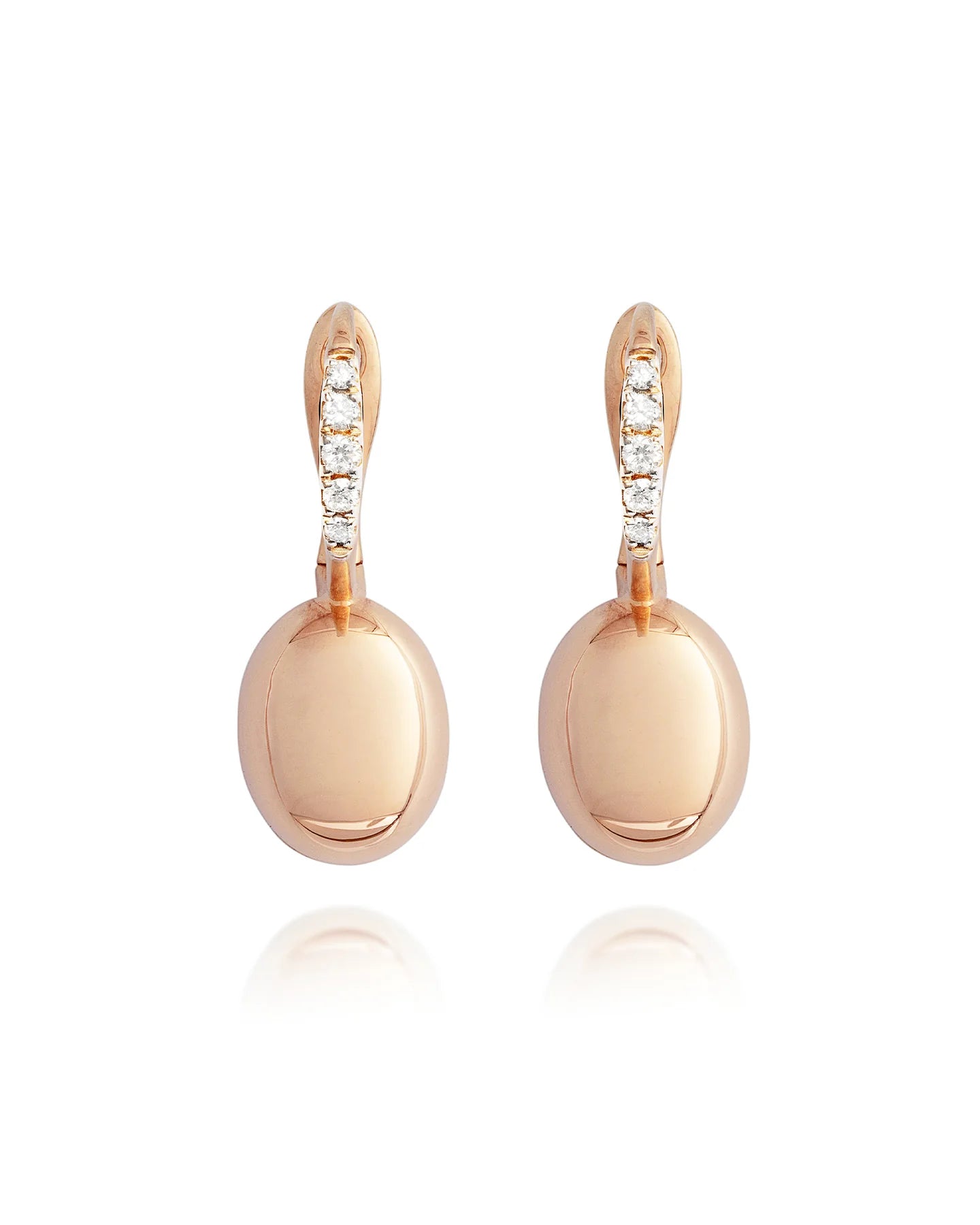 Rose gold earrings with diamond ''Ciliegine, Small''