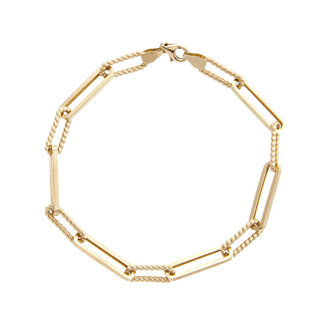 Yellow gold paperclip bracelet