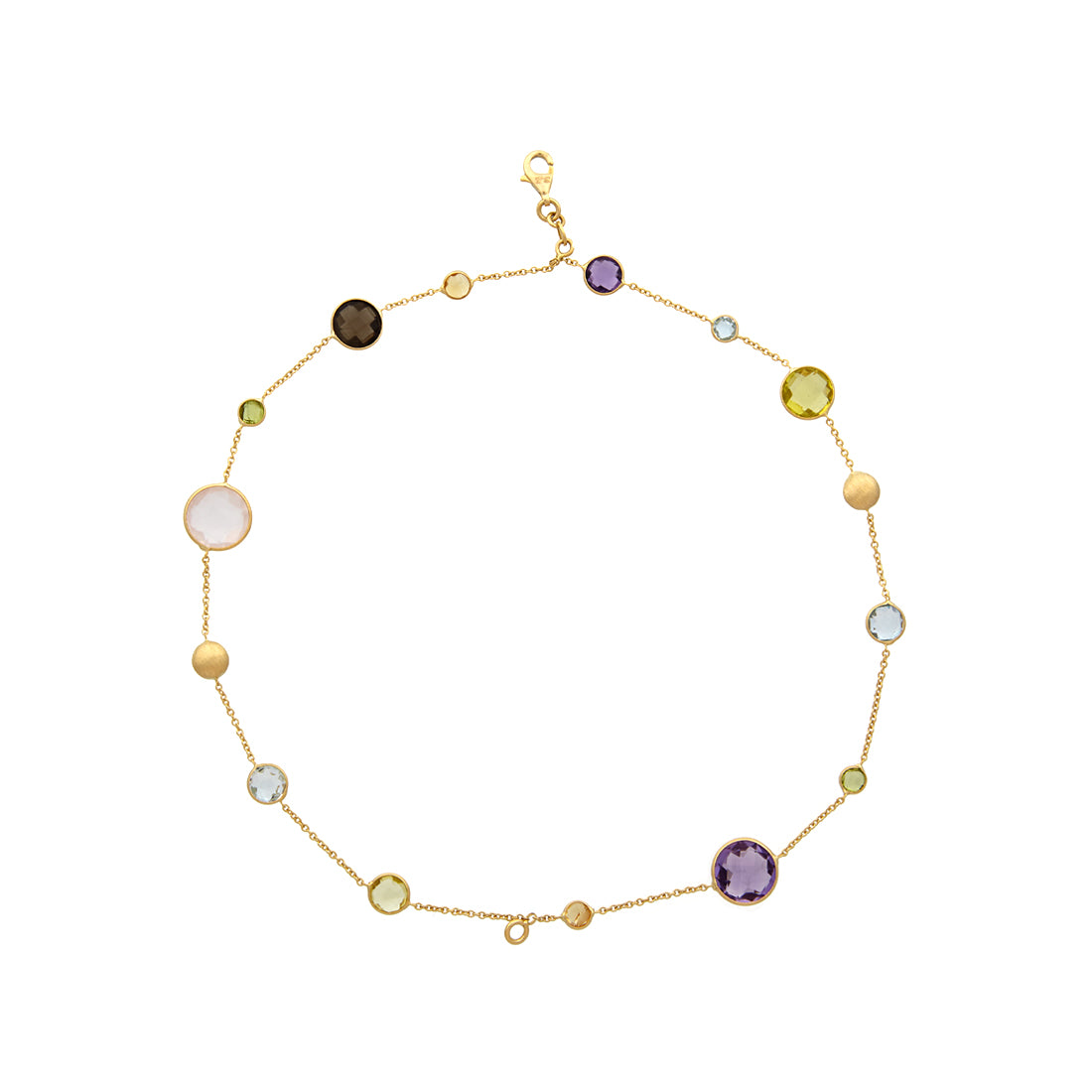 Yellow gold bracelet with various gemstones