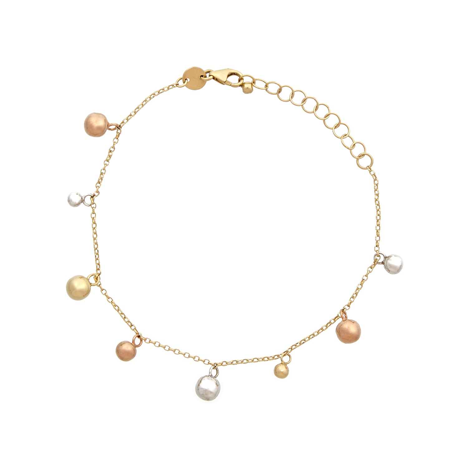 Yellow gold bracelet with charms