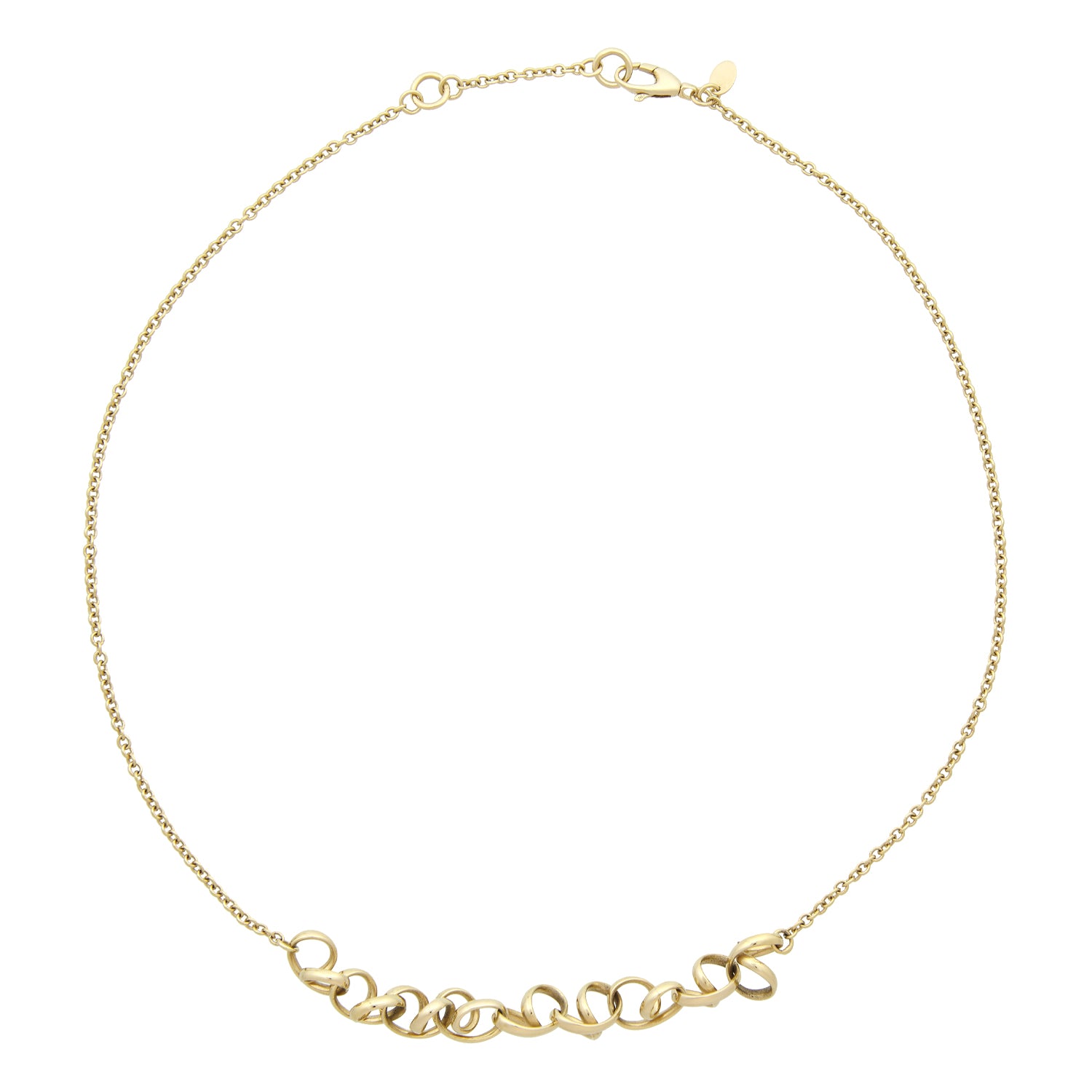 Yellow gold necklace with cheerful ornament.