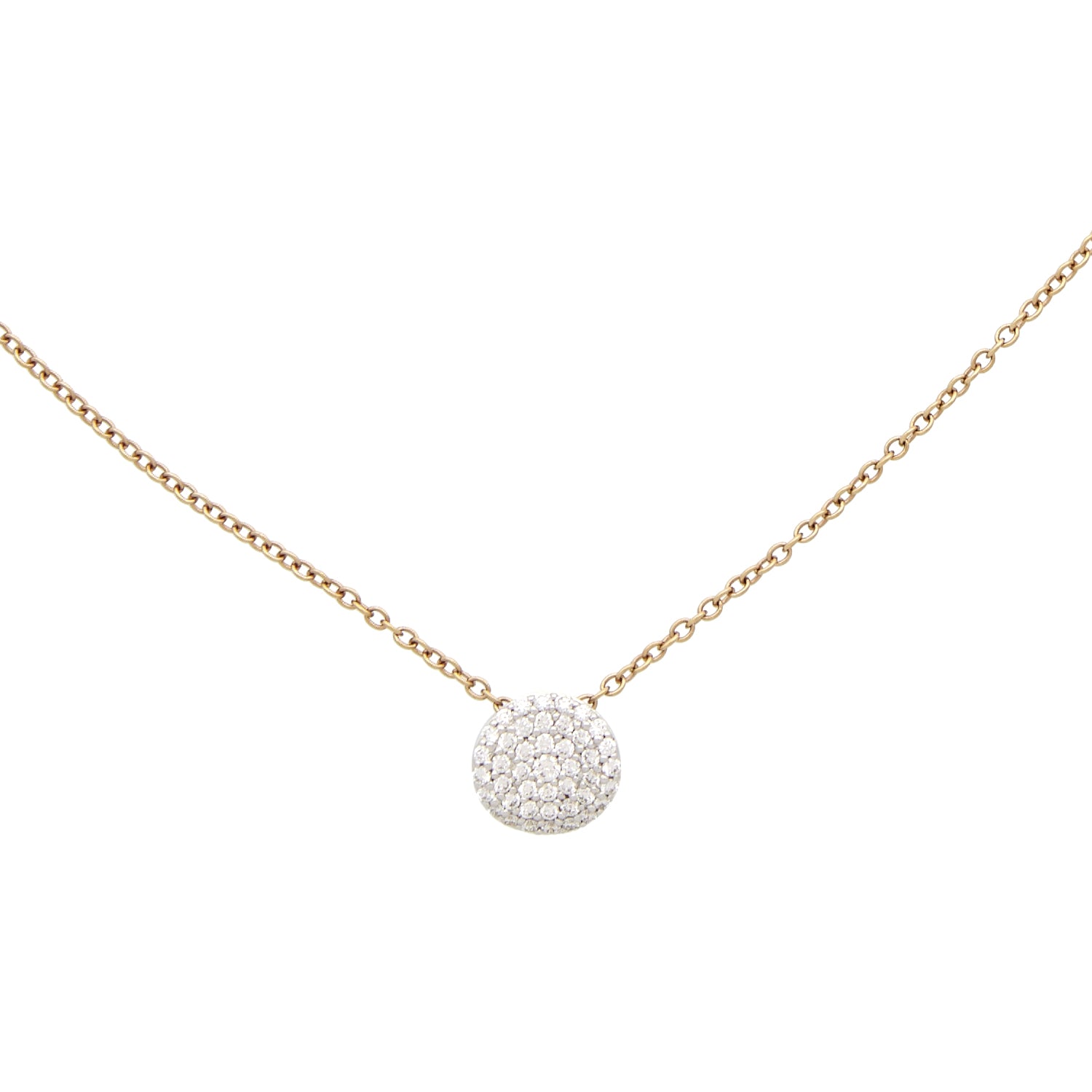Rose gold necklace with diamond.
